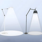 Adjustable White Round LED Swing Arm Floor Lamp Image - 7