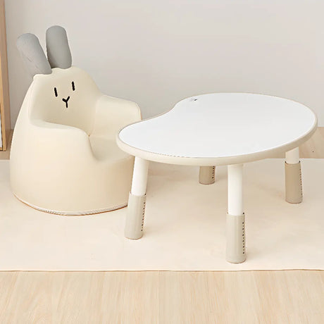 Adjustable White Rounded Corner Toddler Table Chair Set Image - 1