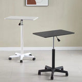 Adjustable White Square Casters Small Standing Desk Image - 4