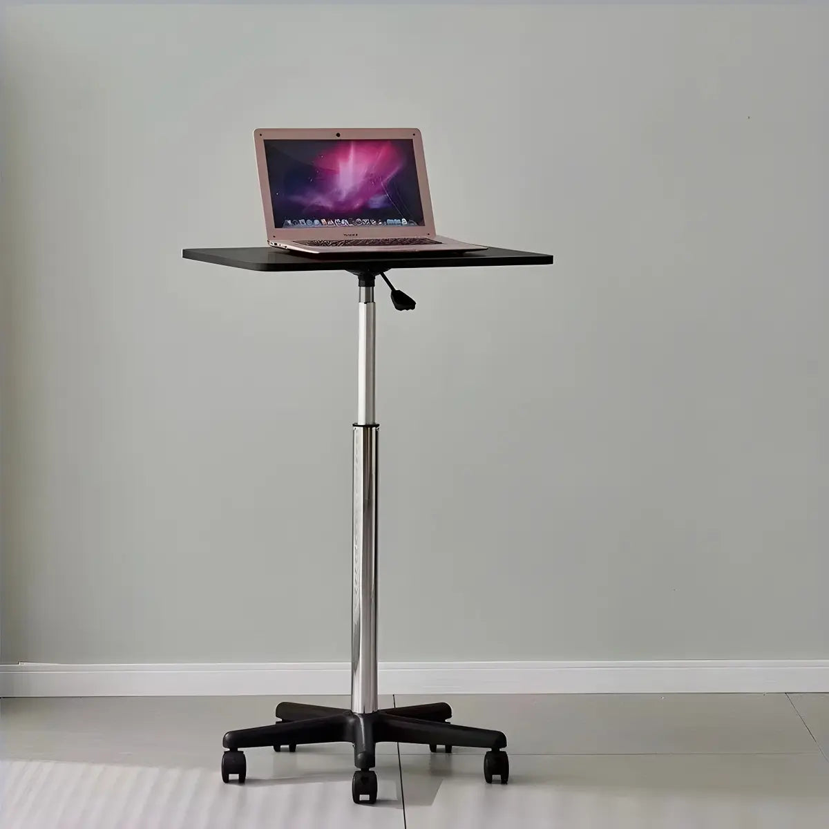 Adjustable White Square Casters Small Standing Desk Image - 5