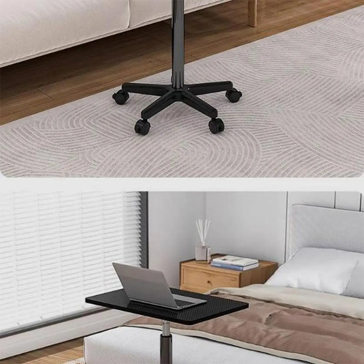 Adjustable White Square Casters Small Standing Desk Image - 9