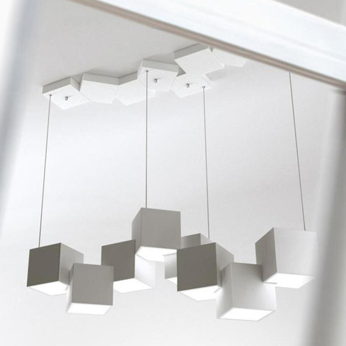 Adjustable White Square Dining Room Hanging Light Image - 13