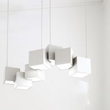 Adjustable White Square Dining Room Hanging Light Image - 5