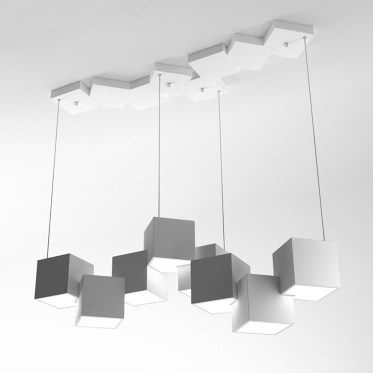 Adjustable White Square Dining Room Hanging Light Image - 9