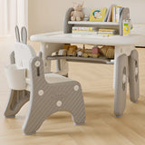 Adjustable White Toddler Desk Cahir Set with Storage Image - 1