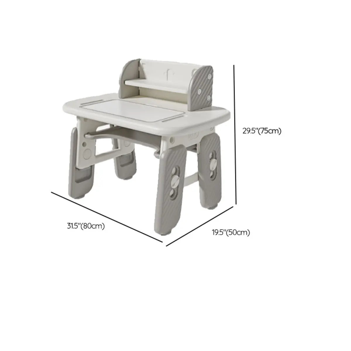 Adjustable White Toddler Desk Cahir Set with Storage Image - 13