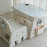 Adjustable White Toddler Table Chair Set with Storage Image - 4