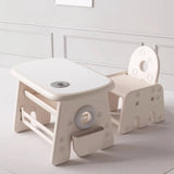 Adjustable White Toddler Table Chair Set with Storage Image - 7