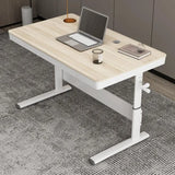 Adjustable White Wood Glass T-Shape Standing Desk Image - 11