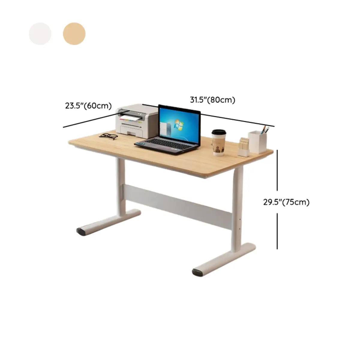 Adjustable White Wood Glass T-Shape Standing Desk 