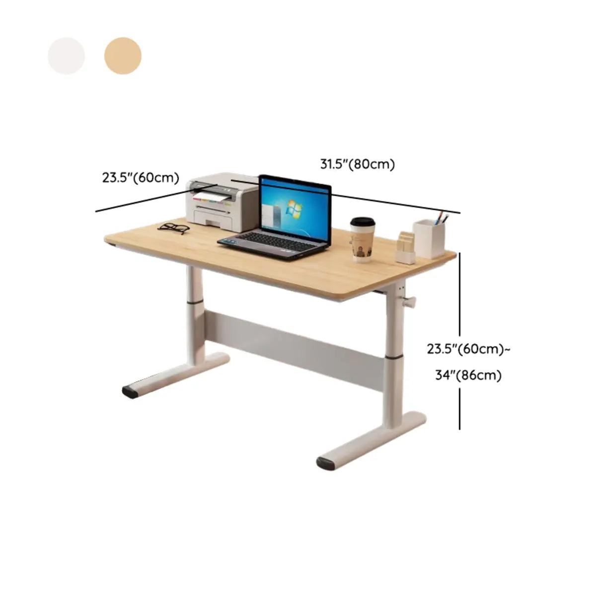 Adjustable White Wood Glass T-Shape Standing Desk Image - 22