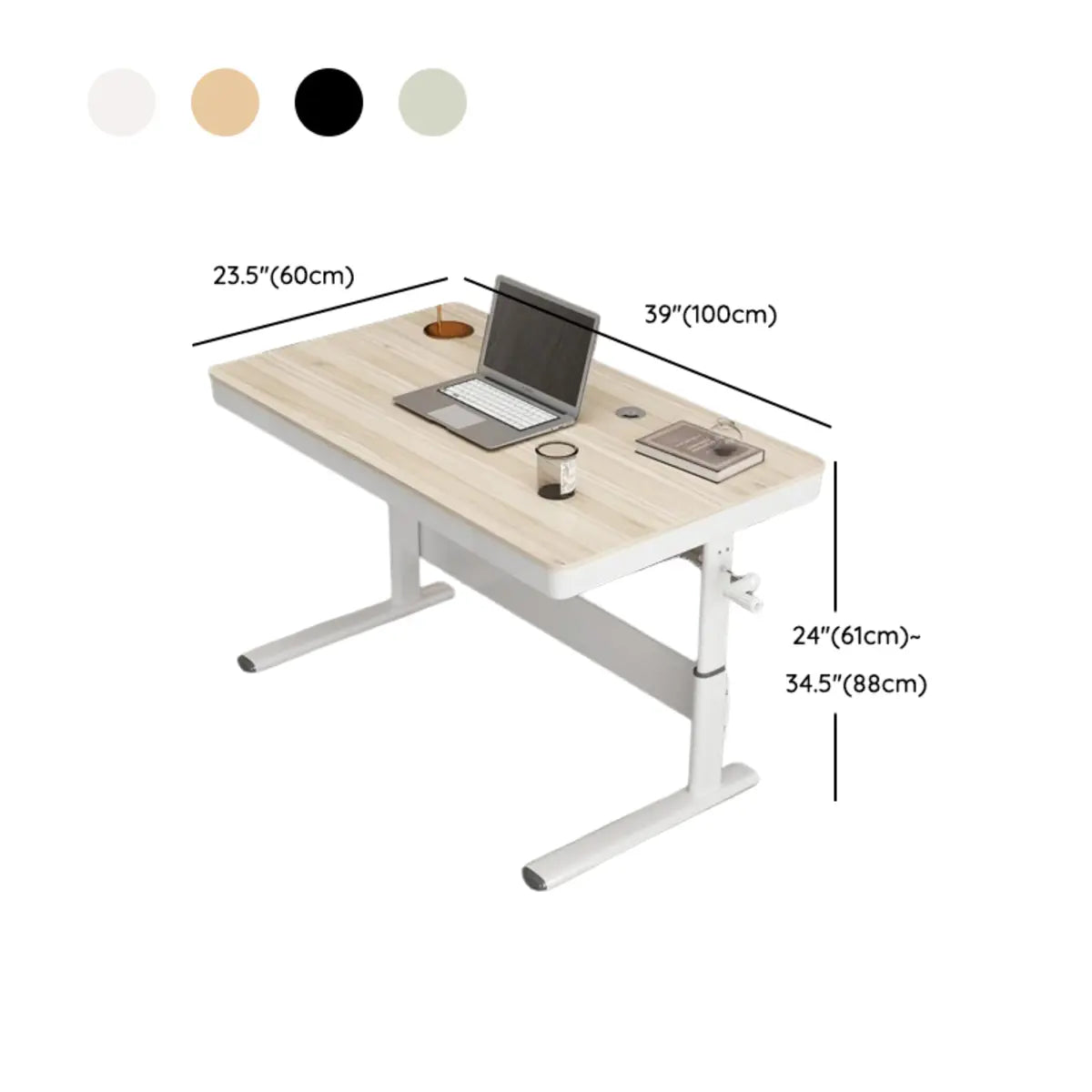 Adjustable White Wood Glass T-Shape Standing Desk Image - 26