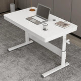 Adjustable White Wood Glass T-Shape Standing Desk Image - 5