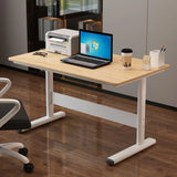 Adjustable White Wood Glass T-Shape Standing Desk Image - 7