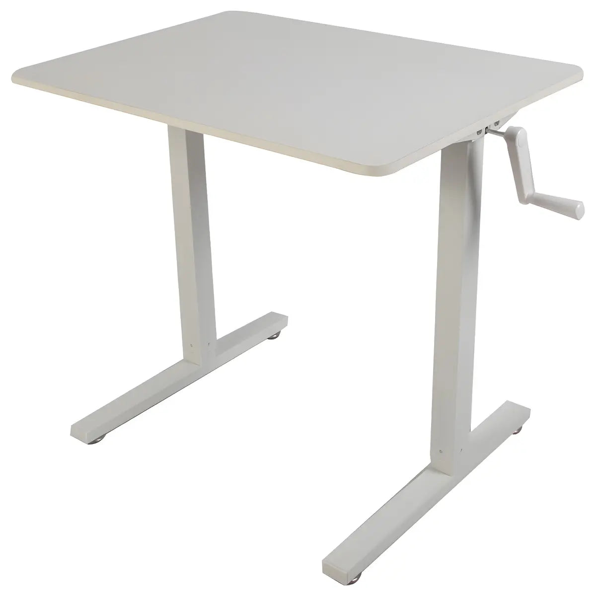 Adjustable White Wood Rectangle Small Standing Desk Image - 7