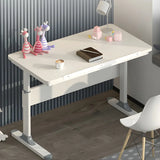 Adjustable White Wood Top Metal T-Shape Standing Desk Image - 12