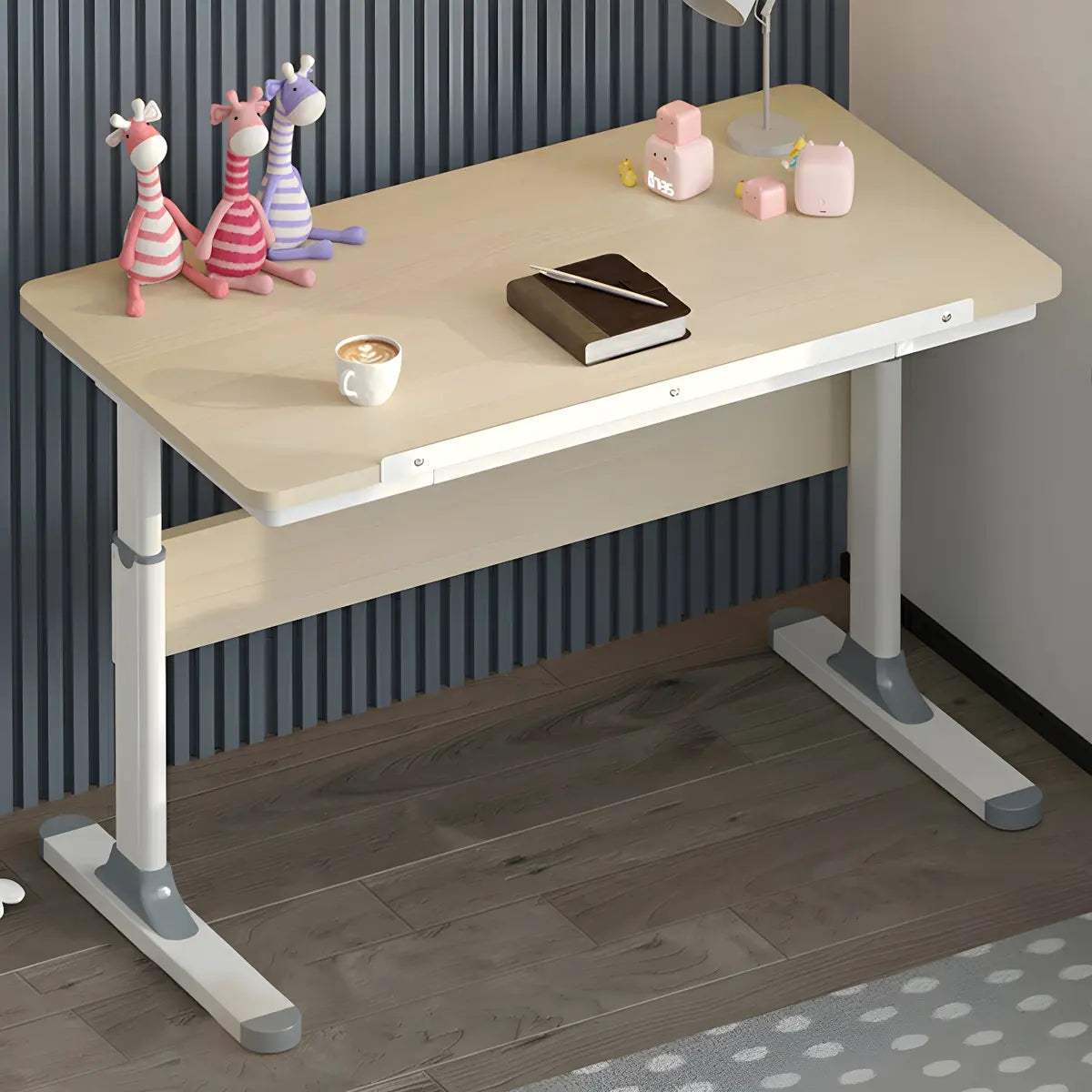 Adjustable White Wood Top Metal T-Shape Standing Desk Image - 16