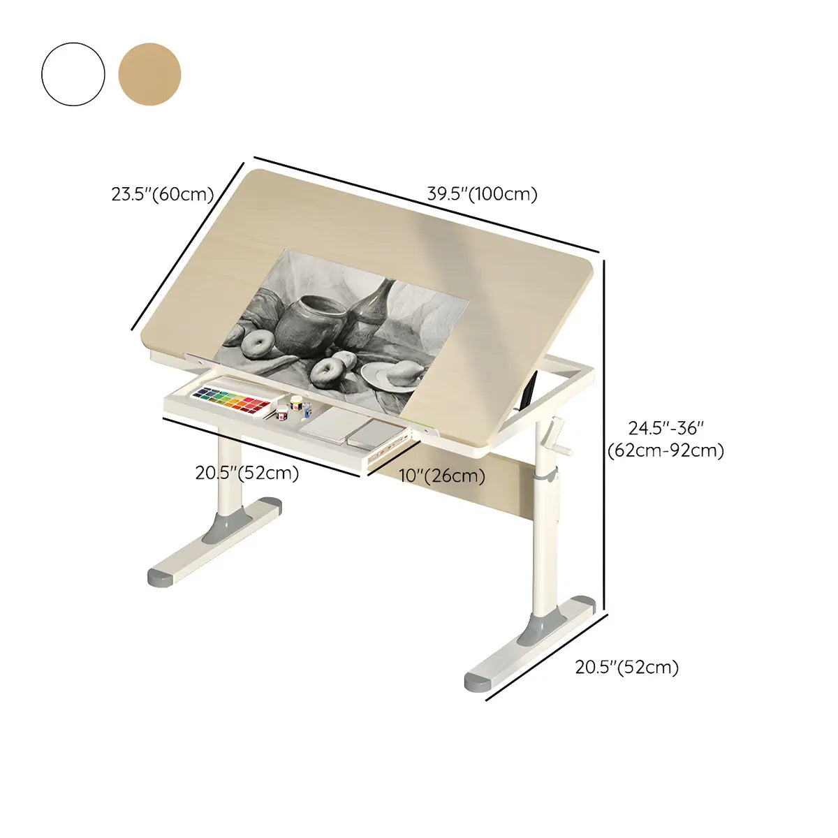 Adjustable White Wood Top Metal T-Shape Standing Desk 