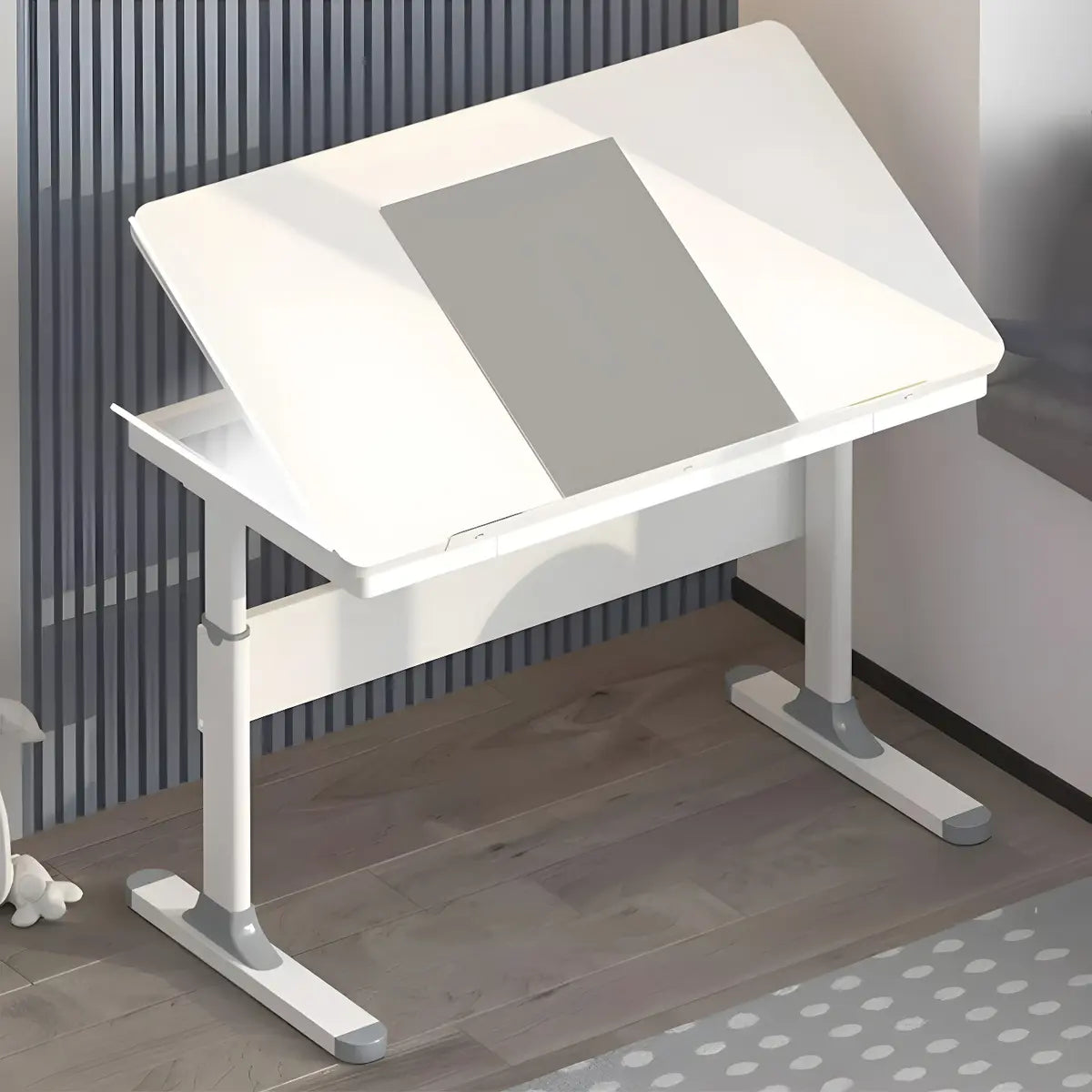 Adjustable White Wood Top Metal T-Shape Standing Desk Image - 6