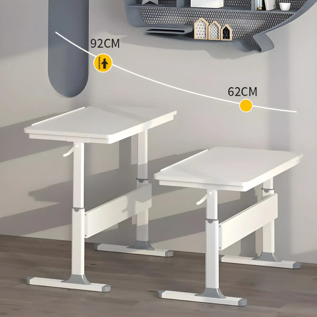 Adjustable White Wood Top Metal T-Shape Standing Desk Image - 9