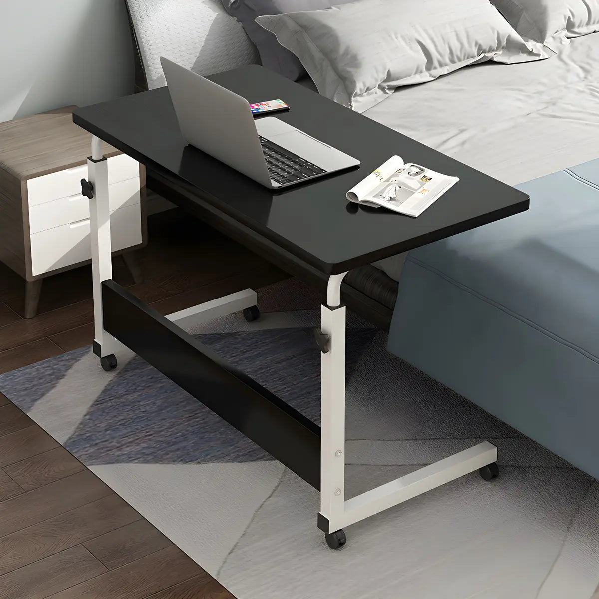 Adjustable Wood Black T-Base Rectangle Standing Desk Image - 1