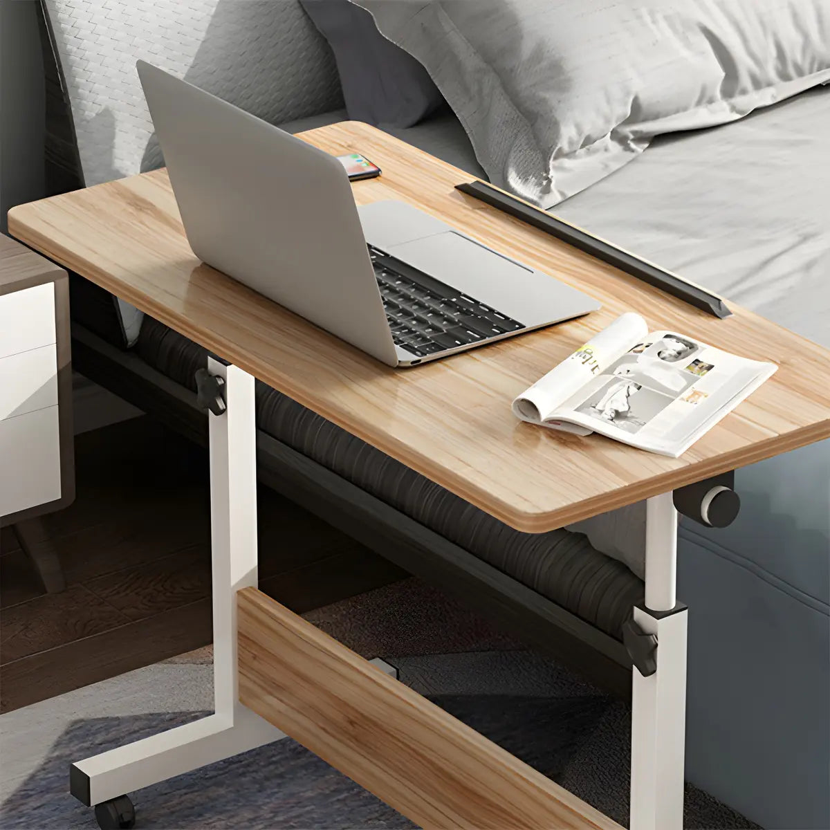 Adjustable Wood Black T-Base Rectangle Standing Desk Image - 11