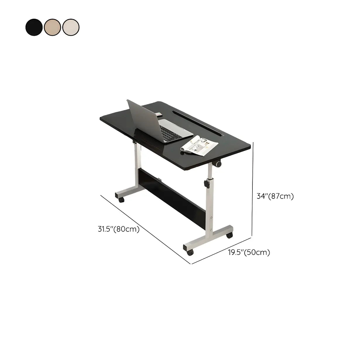 Adjustable Wood Black T-Base Rectangle Standing Desk Image - 28