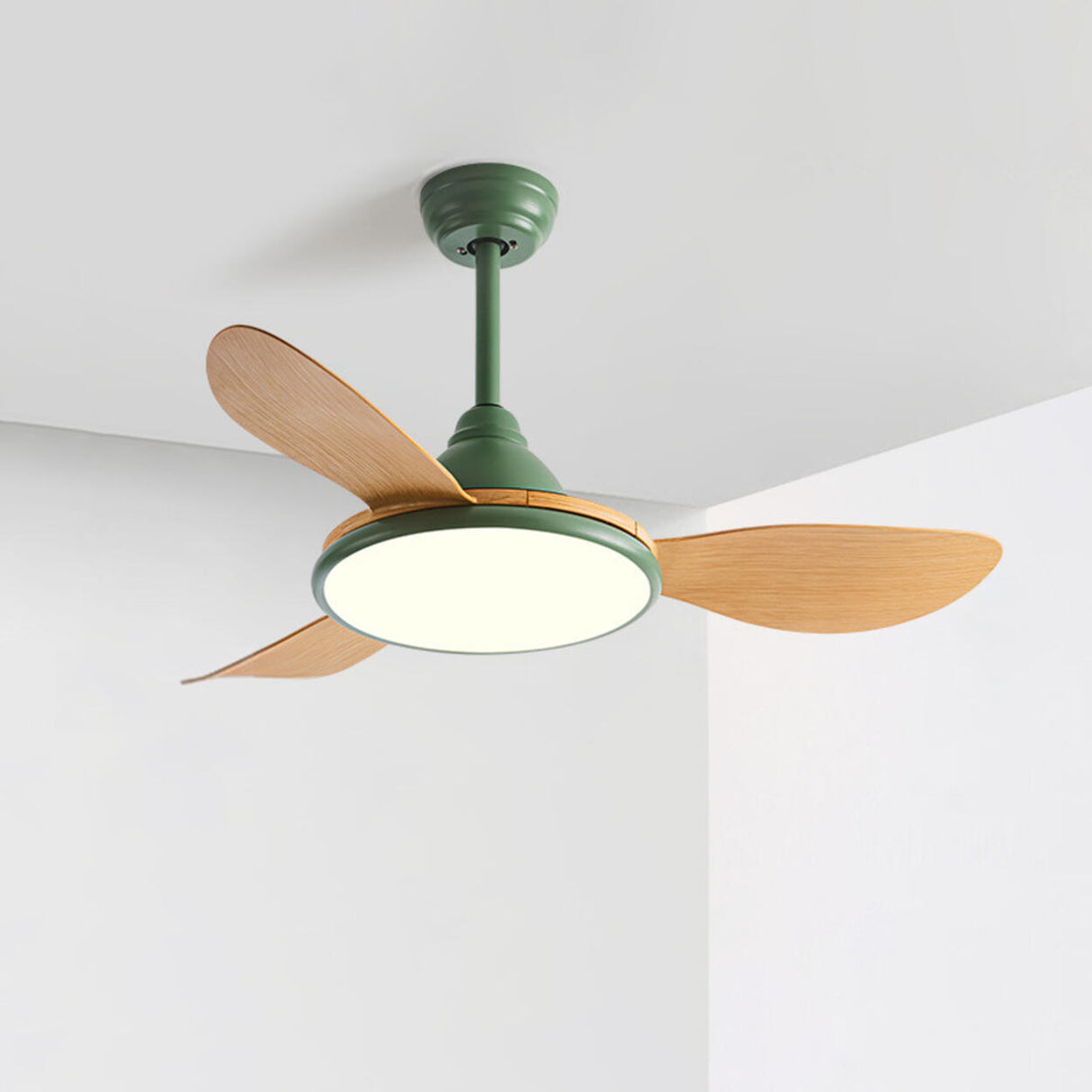 Adjustable Wood Ceiling Fan with Integrated LED Light Image - 9