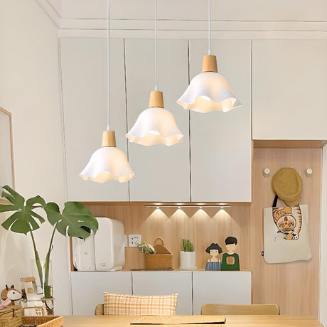 Adjustable Wood Flower Kitchen Island Pendant Lights Image - 1