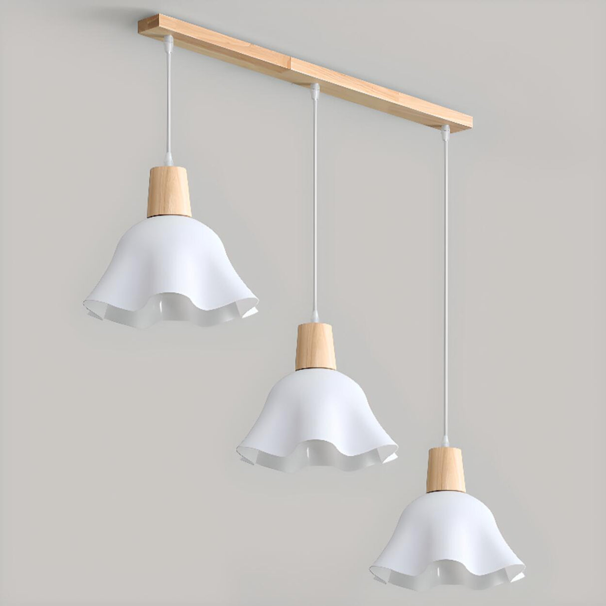 Adjustable Wood Flower Kitchen Island Pendant Lights Image - 9