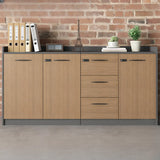 Adjustable Wood Natural Lockable Office Storage Cabinet Image - 1