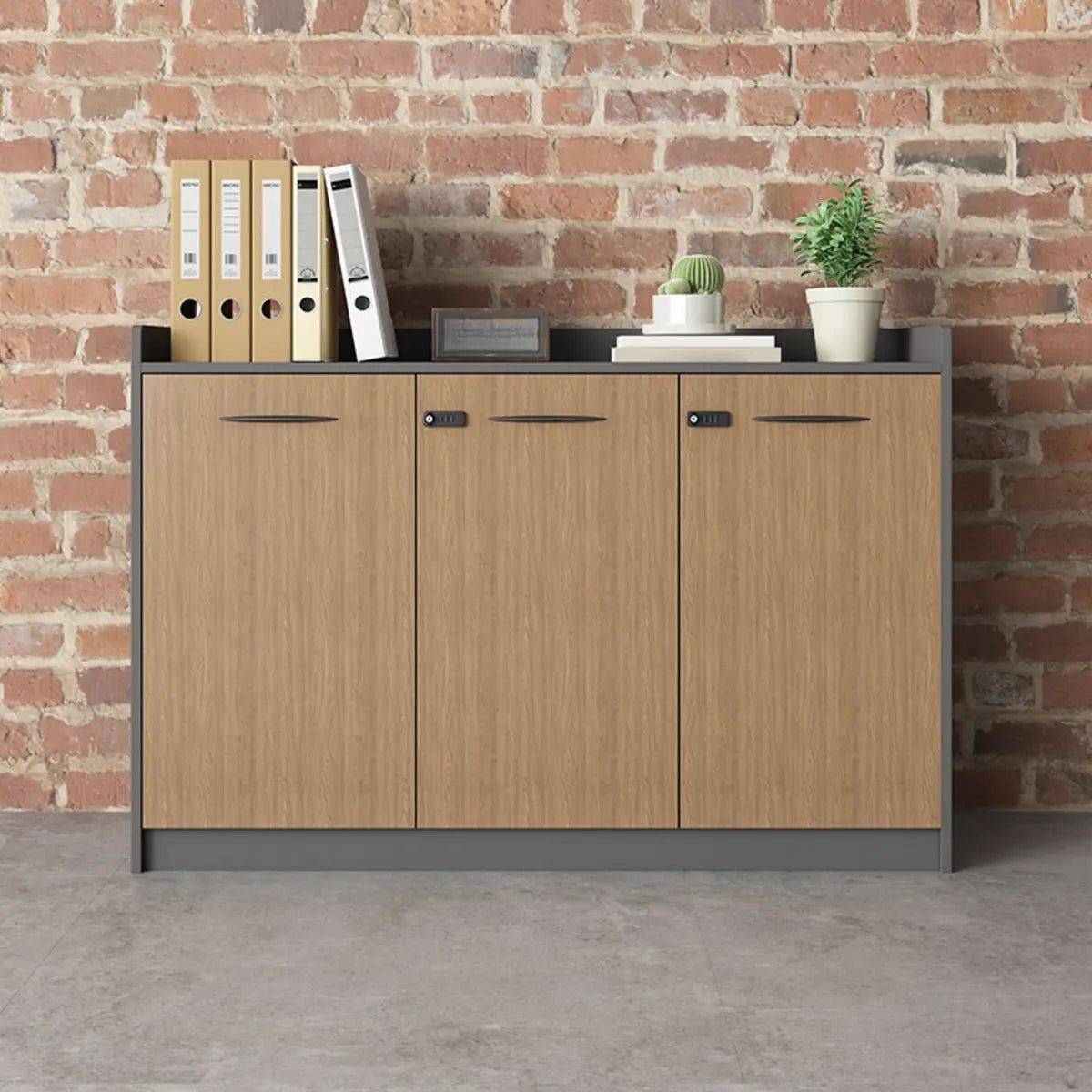 Adjustable Wood Natural Lockable Office Storage Cabinet Image - 6