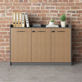 Adjustable Wood Natural Lockable Office Storage Cabinet Image - 6