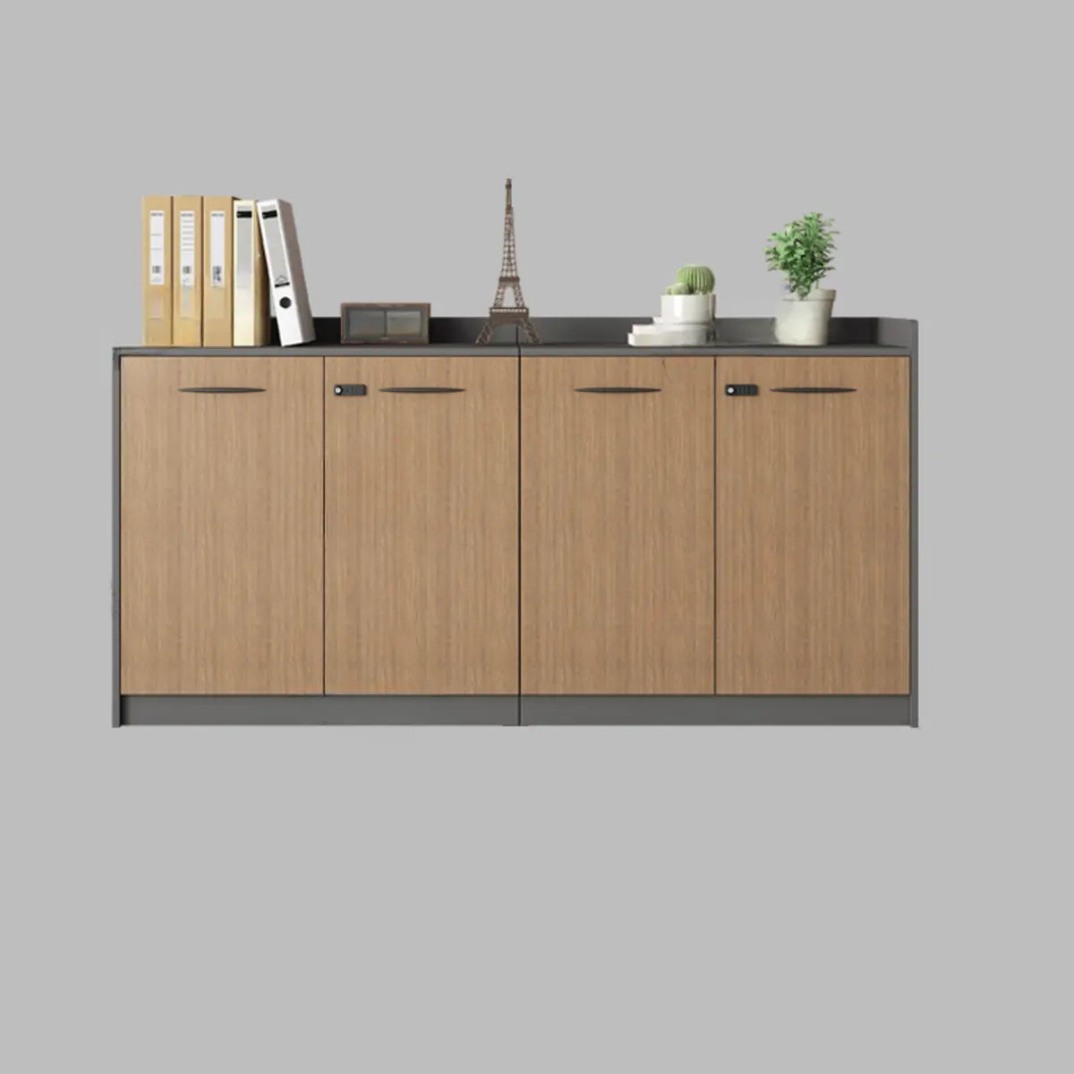 Adjustable Wood Natural Lockable Office Storage Cabinet Image - 9