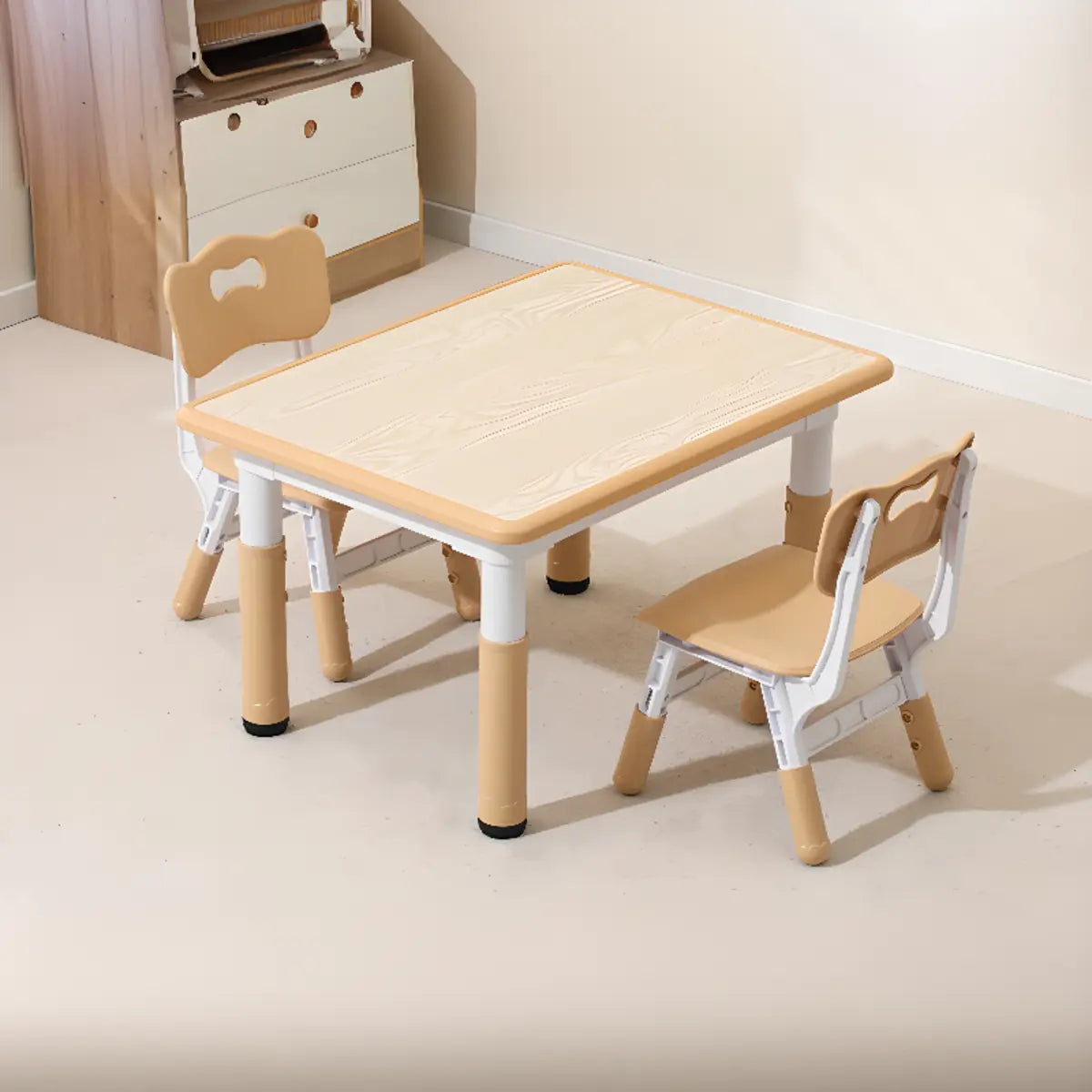 Adjustable Wood Rectangular Toddler Table Chair Set Image - 1