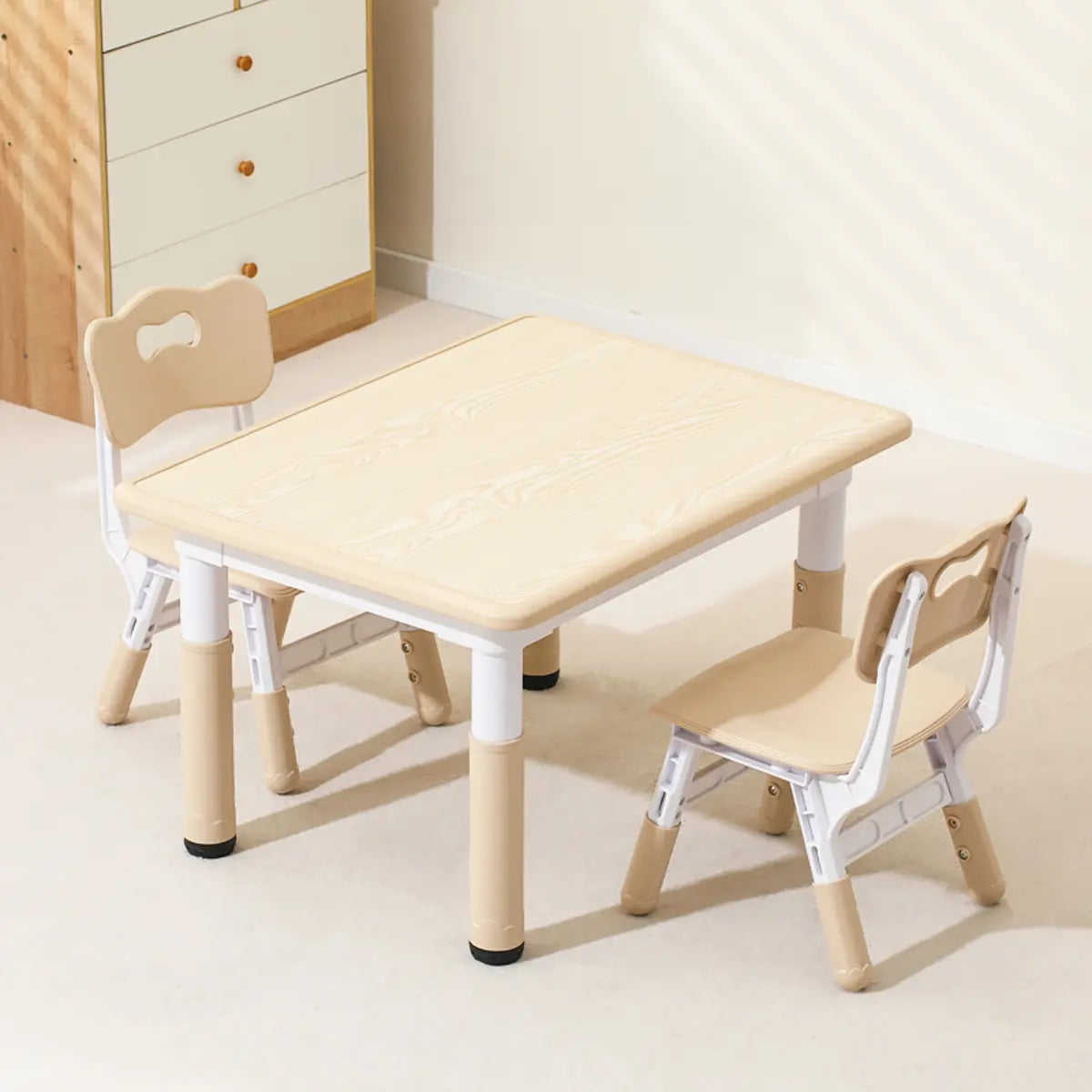 Adjustable Wood Rectangular Toddler Table Chair Set Image - 11