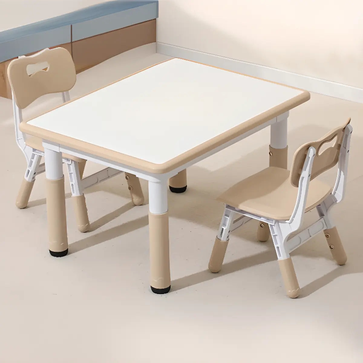 Adjustable Wood Rectangular Toddler Table Chair Set Image - 5