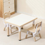 Adjustable Wood Rectangular Toddler Table Chair Set Image - 9