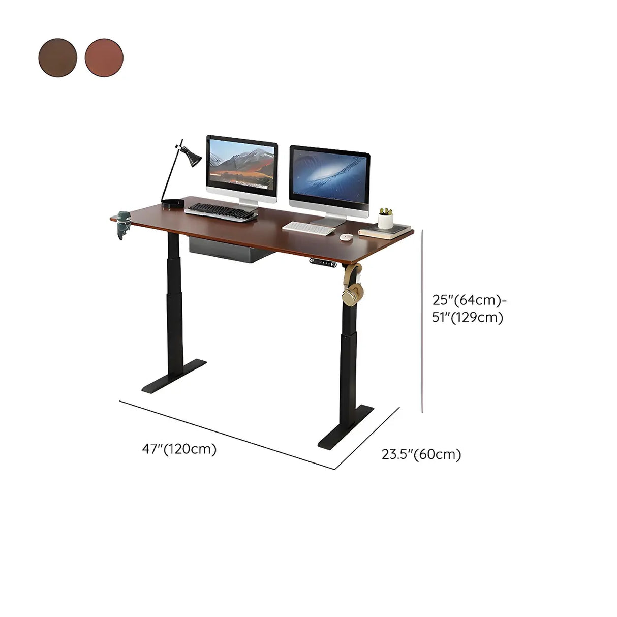 Adjustable Wood Top Black T-Shape Base Standing Desk 