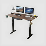 Adjustable Wood Top Black T-Shape Base Standing Desk Image - 2