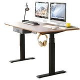 Adjustable Wood Top Black T-Shape Base Standing Desk Image - 7