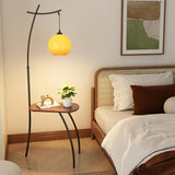 Adjustable Yellow Dome Modern Floor Lamp with Shelf Image - 11