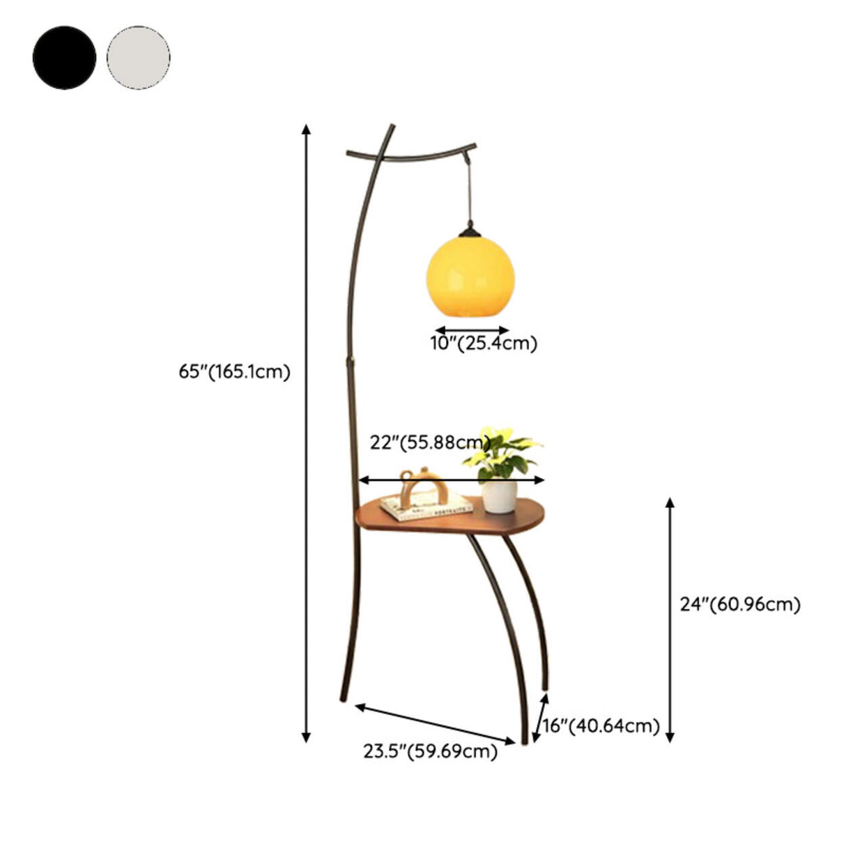 Adjustable Yellow Dome Modern Floor Lamp with Shelf 