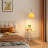 Adjustable Yellow Dome Modern Floor Lamp with Shelf Image - 3