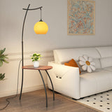 Adjustable Yellow Dome Modern Floor Lamp with Shelf Image - 4