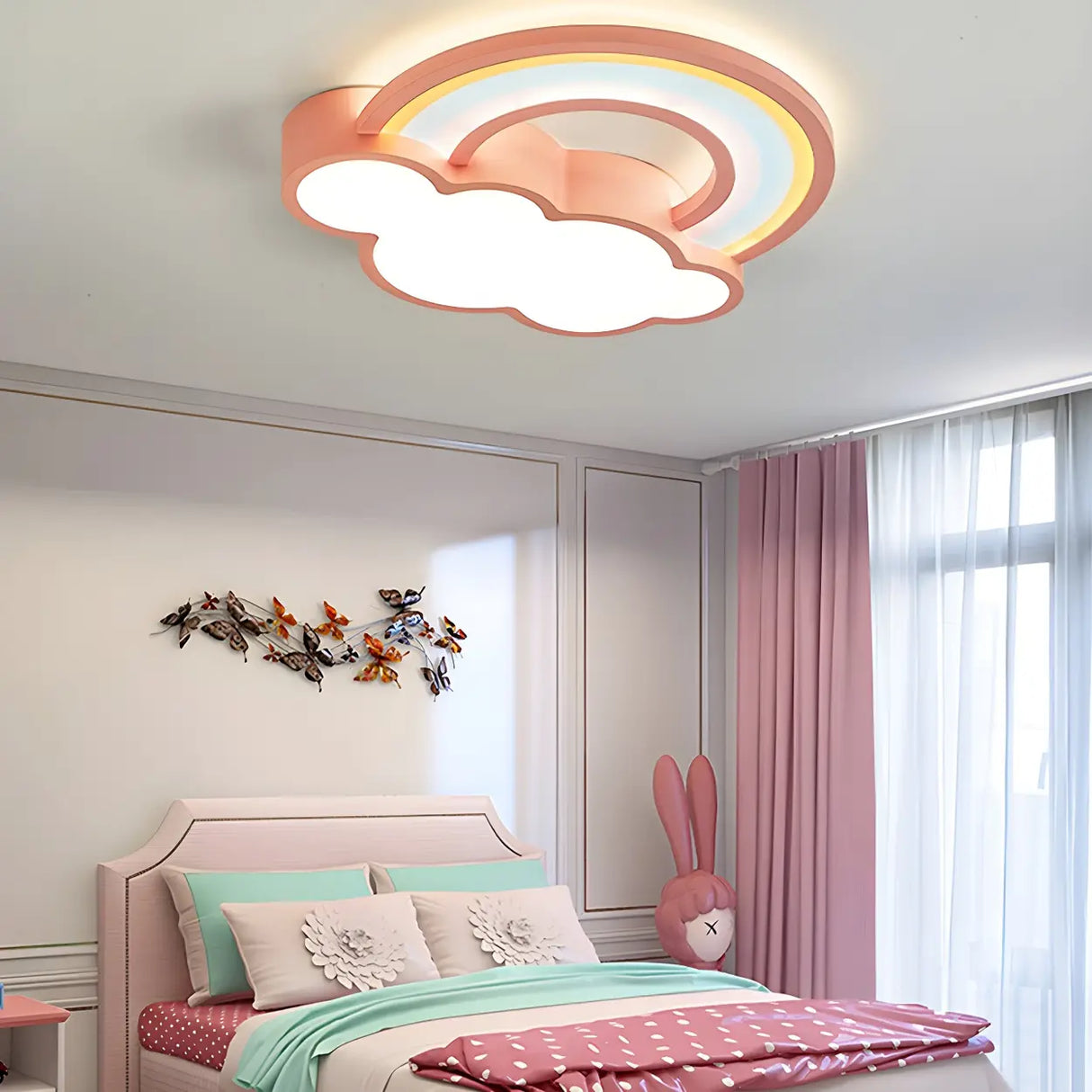 Adorable Cloud Rainbow LED Flush Mount Ceiling Light Image - 11