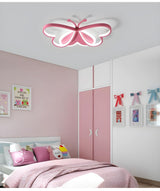 Adorable Pink Butterfly Dimmable Semi-Flush Mount Light Image - 6