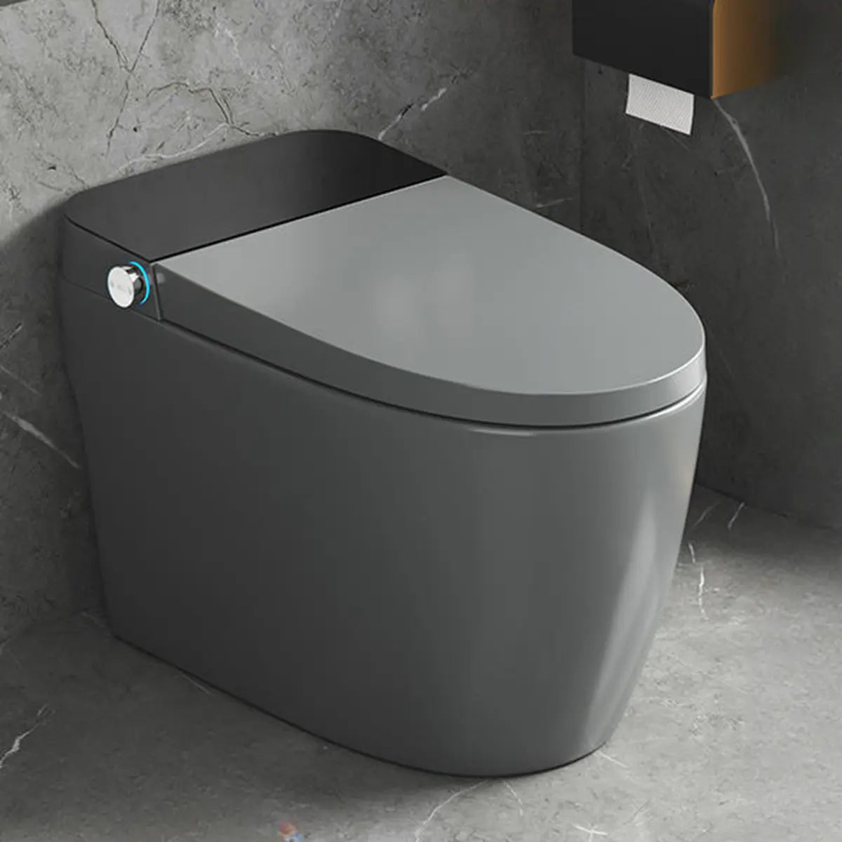 Advanced Super Vortex Siphon Flush Elongated Gray Toilet Image - 2