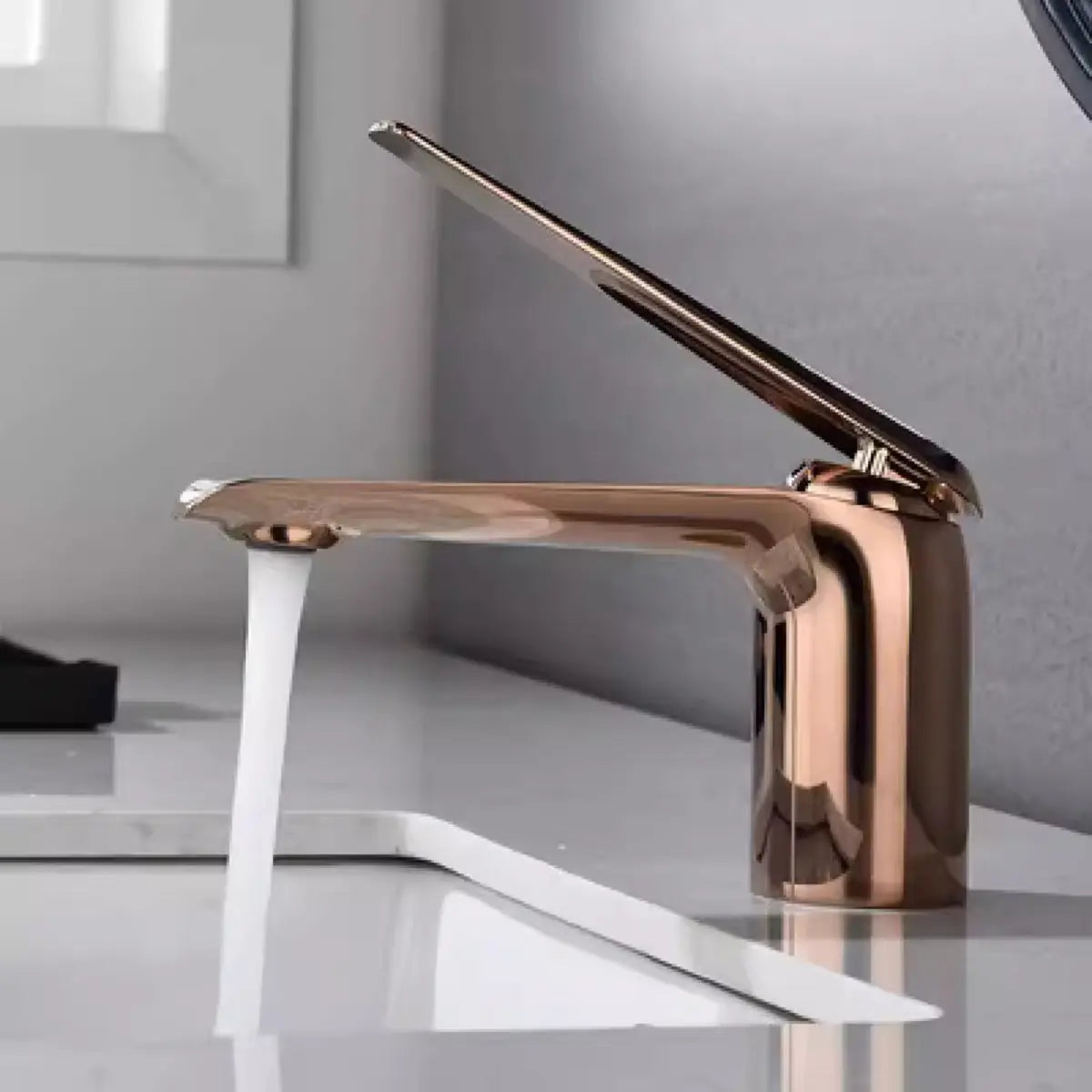 Aerator Included Copper Silver Bathroom Sink Faucet Image - 13