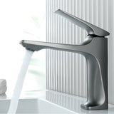 Aerator Included Low Arc Silver Copper Bathroom Sink Faucet Image - 1